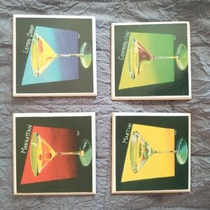 Vintage Cocktail Coasters Set, Fun And Colorful